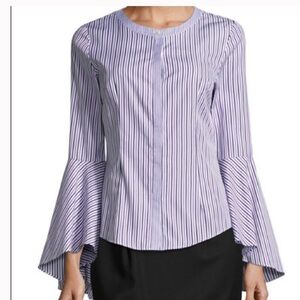 Milly Michelle Bell Sleeve Striped Shirting Button Down